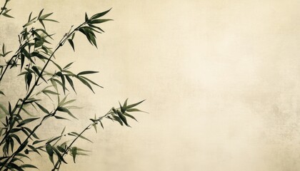  Bamboo Forest Pattern in Chinese Art Style, Minimalist Design with Empty Space on the Side