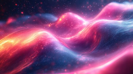 Fototapeta premium Abstract pink and blue wavy lights creating an ethereal, dreamy landscape.