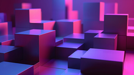 Fototapeta premium Abstract Geometric Blocks on Dark Background, 3D Render