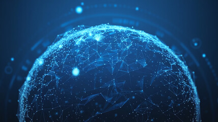 Obraz premium Futuristic Digital Sphere with Interconnected Lines and Dots