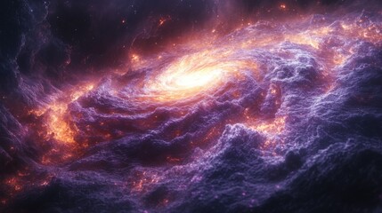 Vibrant spiral galaxy in deep space with glowing nebulae and stars