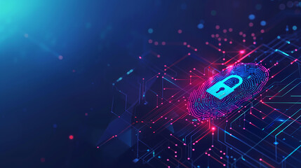 Cyber Lock on Red and Blue Network Grid, Symbolizing Secure Data and Cybersecurity in the Digital Age
