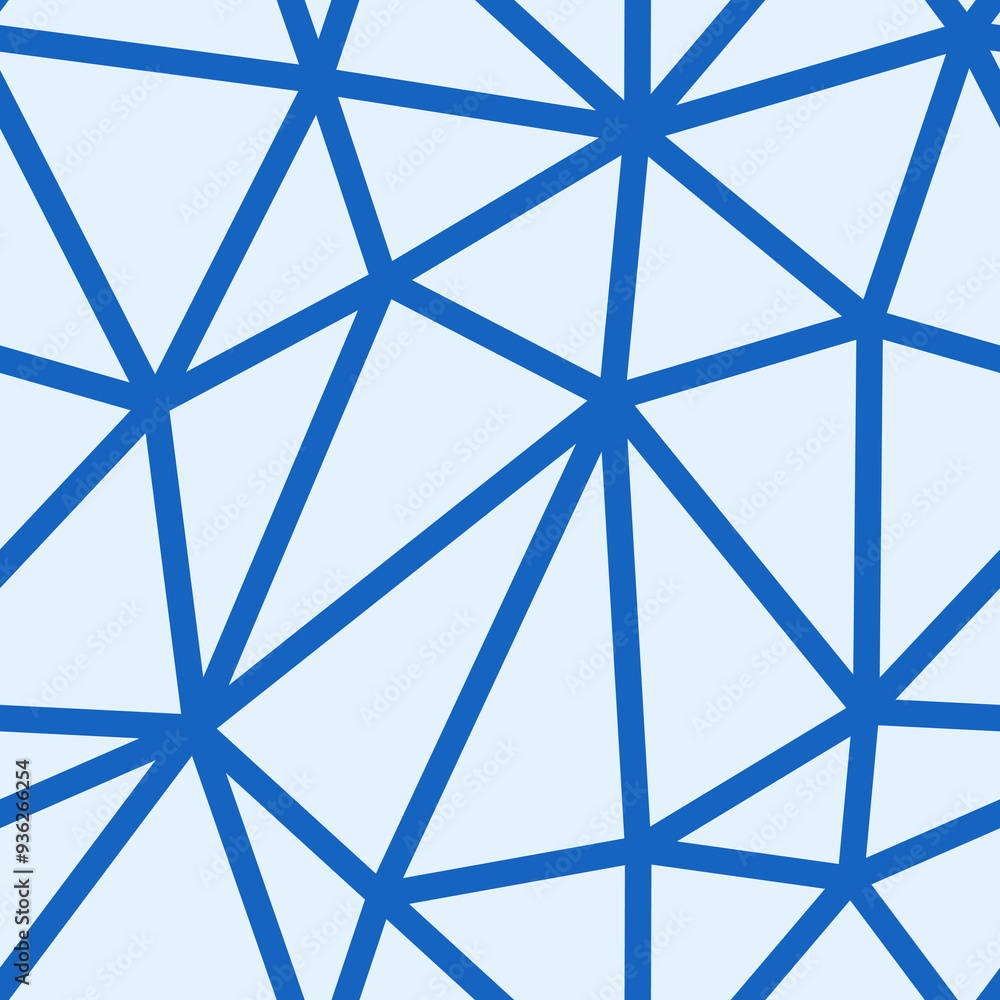 Poster abstract mosaic background. blue color. large triangles size. medium lines weight. repeatable patter