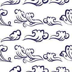 Seamless japanese waves pattern vector