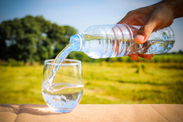 Pour water into the container.
