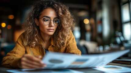 A business owner reviewing a comprehensive budgeting spreadsheet, highlighting income, expenses, and savings goals. Charts and graphs show financial trends over time.