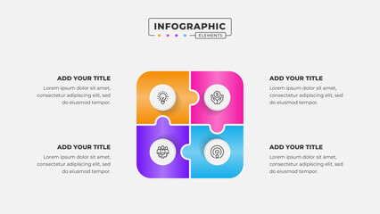 Vector puzzle infographic design template with 4 steps or options