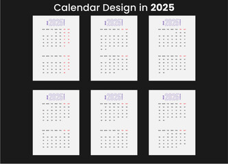 2025 calendar design for any place. wall calendar design in 2025.