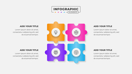 Vector puzzle infographic design template with 4 steps or options