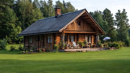 Log house, Miskiniskes rural accommodations, Aukstaitija National Park, Lithuania, 