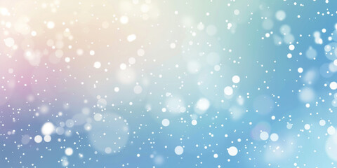 Soft bokeh light pattern in shades of blue pastel colors. Gentle blur of pastel colors and white circles creates dreamy, ethereal gradient background with soothing ambience. Winter banner wallpaper.