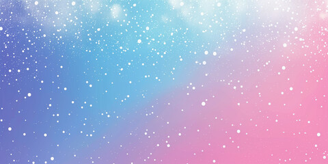 Obraz premium Soft pastel gradient background with gentle falling round snowflakes. Delicate snowflakes drift across calm pastel background, blending soft shades of blue and pink in tranquil winter atmosphere.