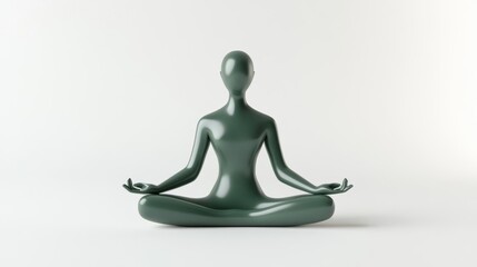 Yoga figure in lotus position, focus on breathing, white background, 3D illustration