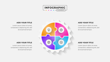Vector puzzle infographic design template with 4 steps or options