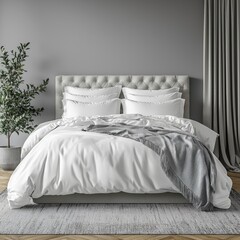 Classic bed with pillow and throw created with generated ai
