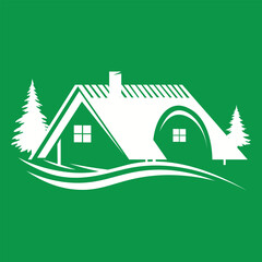 Illustration of a house in forest vector.