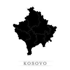 Obraz premium KOSOVO map on white background vector. Administrative regions of KOSOVO
