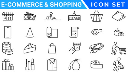 E-commerce avd Shopping icons collection set. Online shopping thin line icons. Shop icons vector