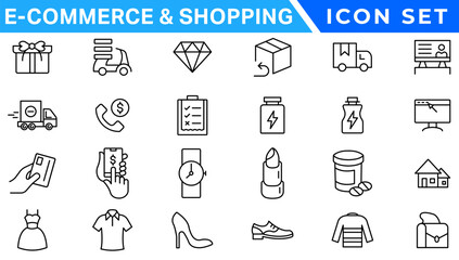 E-commerce avd Shopping icons collection set. Online shopping thin line icons. Shop icons vector