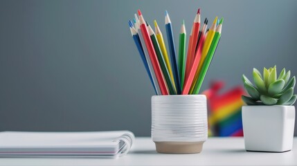Obraz premium The Colorful Pencils in Pot