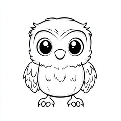 Obraz premium Outline illustration of a black and white owl for drawing and coloring on white background