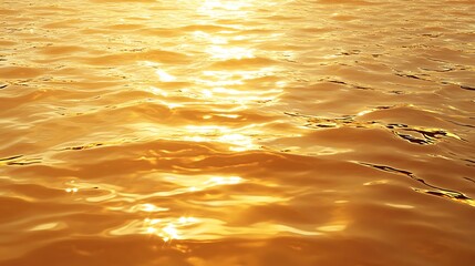 A close-up of golden water with ripples and sun reflections.