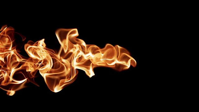 Abstract animation of the movement of tongues of fire flame. With Alpha Channel. Flames of fire move in space leaving behind a fiery trace in the form of an ornament.