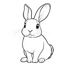 Outline illustration of a black and white bunny for drawing and coloring on white background