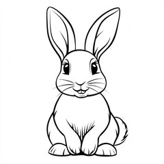 Obraz premium Outline illustration of a black and white bunny for drawing and coloring on white background