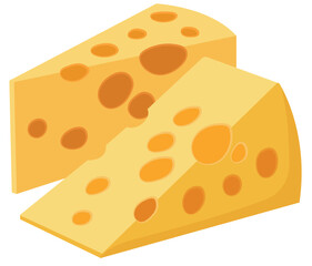 Cheddar Cheese Sliced Illustration Isolated on White Background