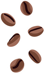 Falling Roasted Coffee Beans Illustration Isolated on White Background