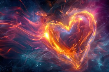 Medical heartbeat concept with a heart rate line, red tones, and a glowing pulse...