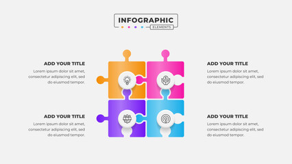 Vector puzzle infographic design template with 4 steps or options