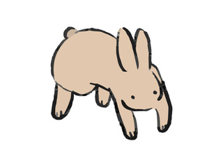 跳ねるうさぎ　ゆるい手描きイラスト