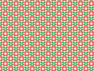 花柄パターン　レトロ　手描き