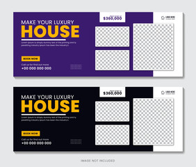 Real estate agency house sale social media cover web banner template