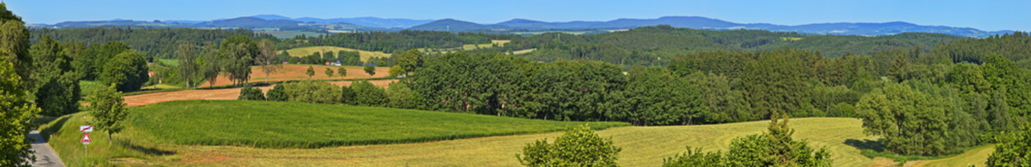 Panoramic view of the landscape at Zampach, Usti nad Orlici District, Pardubice Region, Czech Republic, Europe
