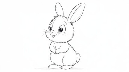 Obraz premium Outline illustration of a black and white bunny for drawing and coloring on white background