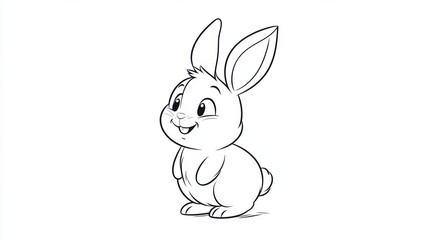 Outline illustration of a black and white bunny for drawing and coloring on white background
