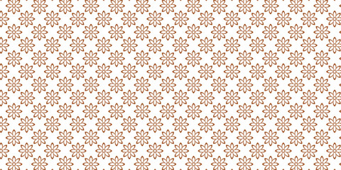 Golden vector floral seamless pattern. Abstract luxury geometric ornamental texture with small flower silhouettes. Gold and white simple ornament in oriental style.