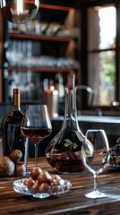 Selective focus on wine accessories