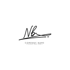 Initial Letter NB Vector Logo Template in handwritten Signature Style