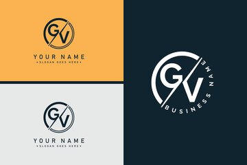 Creative Logo for Initials GV in Monogram Style - Vector Template for Initial Letter G and V