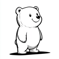Fototapeta premium Outline illustration of a black and white bear for drawing and coloring on white background