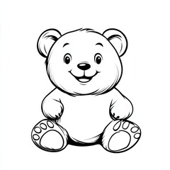 Obraz premium Outline illustration of a black and white bear for drawing and coloring on white background