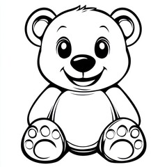 Obraz premium Outline illustration of a black and white bear for drawing and coloring on white background