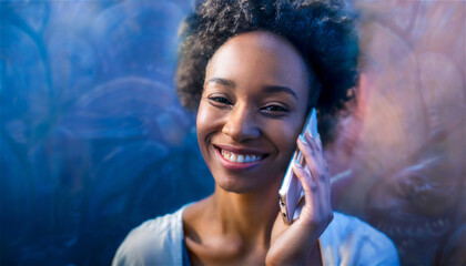 Relaxed woman having a good phone call