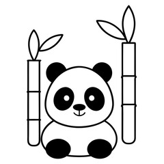 A whimsical Panda themed nursery with bamboo vector illustration 