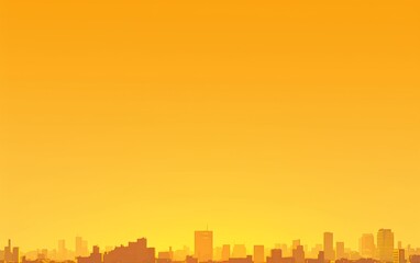 Fototapeta premium Sunrise Over the City Skyline with Buildings Silhouetted Against an Orange Sky