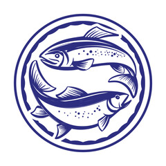 fish icon, fishing symbol, hand drawn vector illustration realistic sketch
